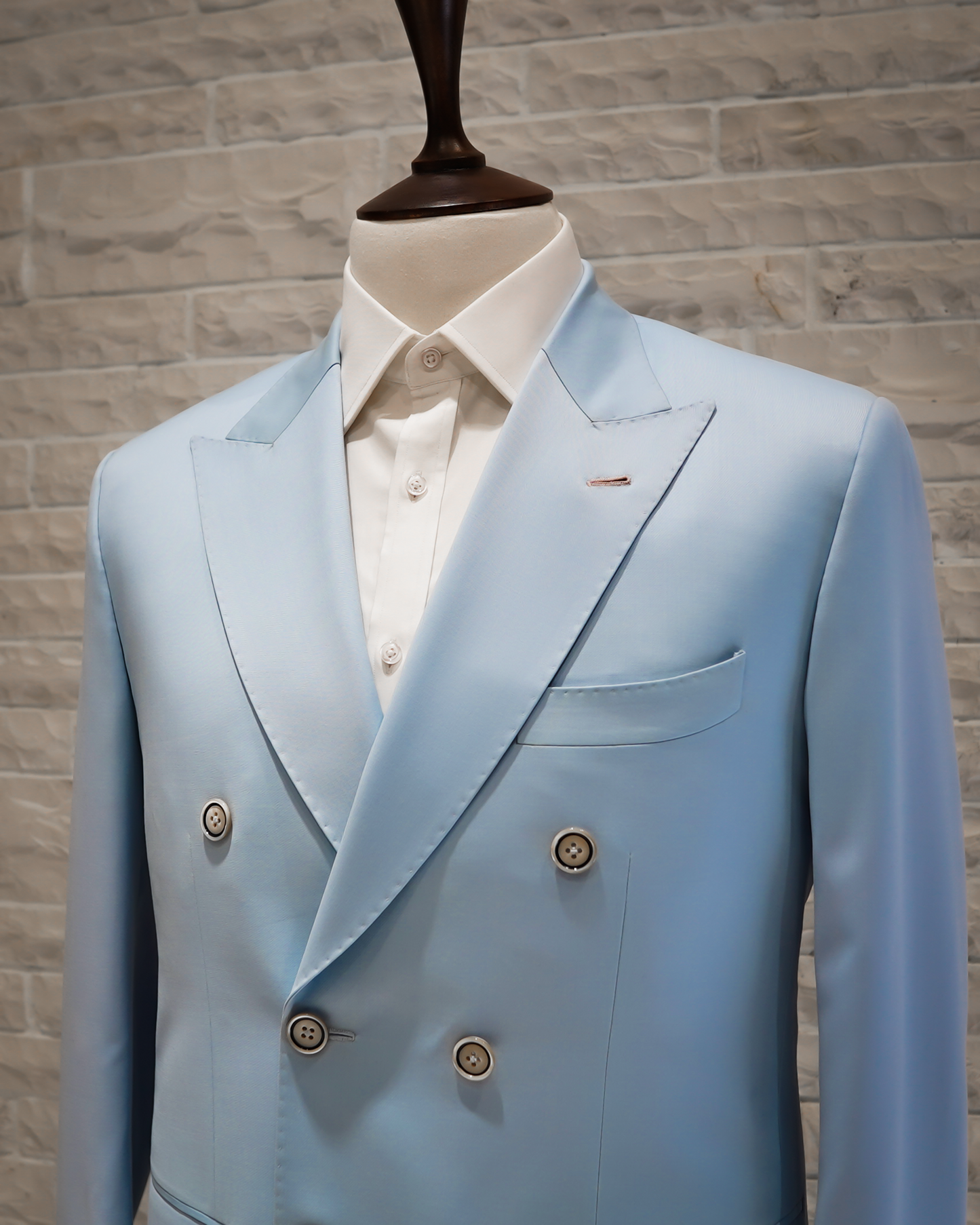 Double Breasted Sky Blue Bespoke Suit