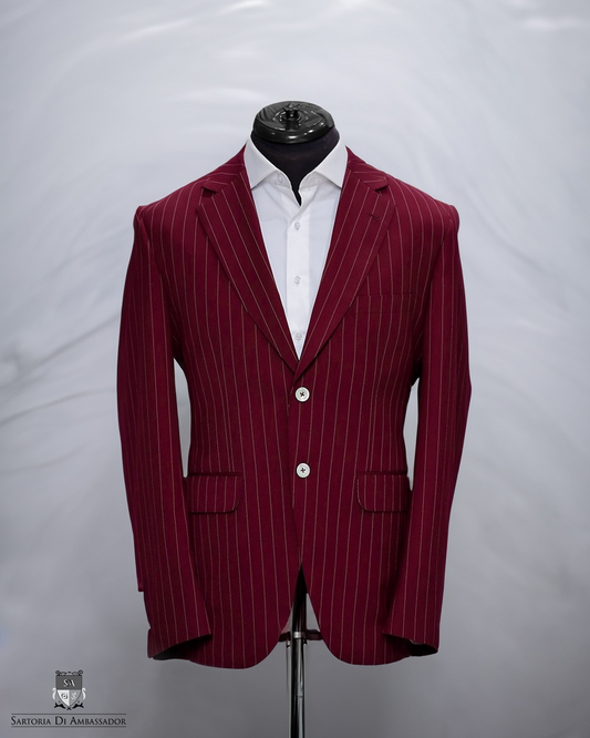 Pinstripe Maroon Bespoke Suit