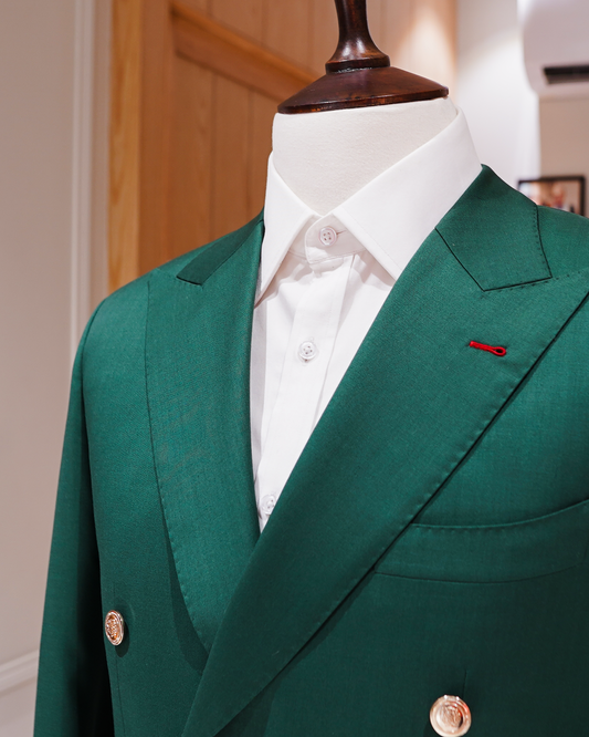 Double Breasted Green Bespoke Suit