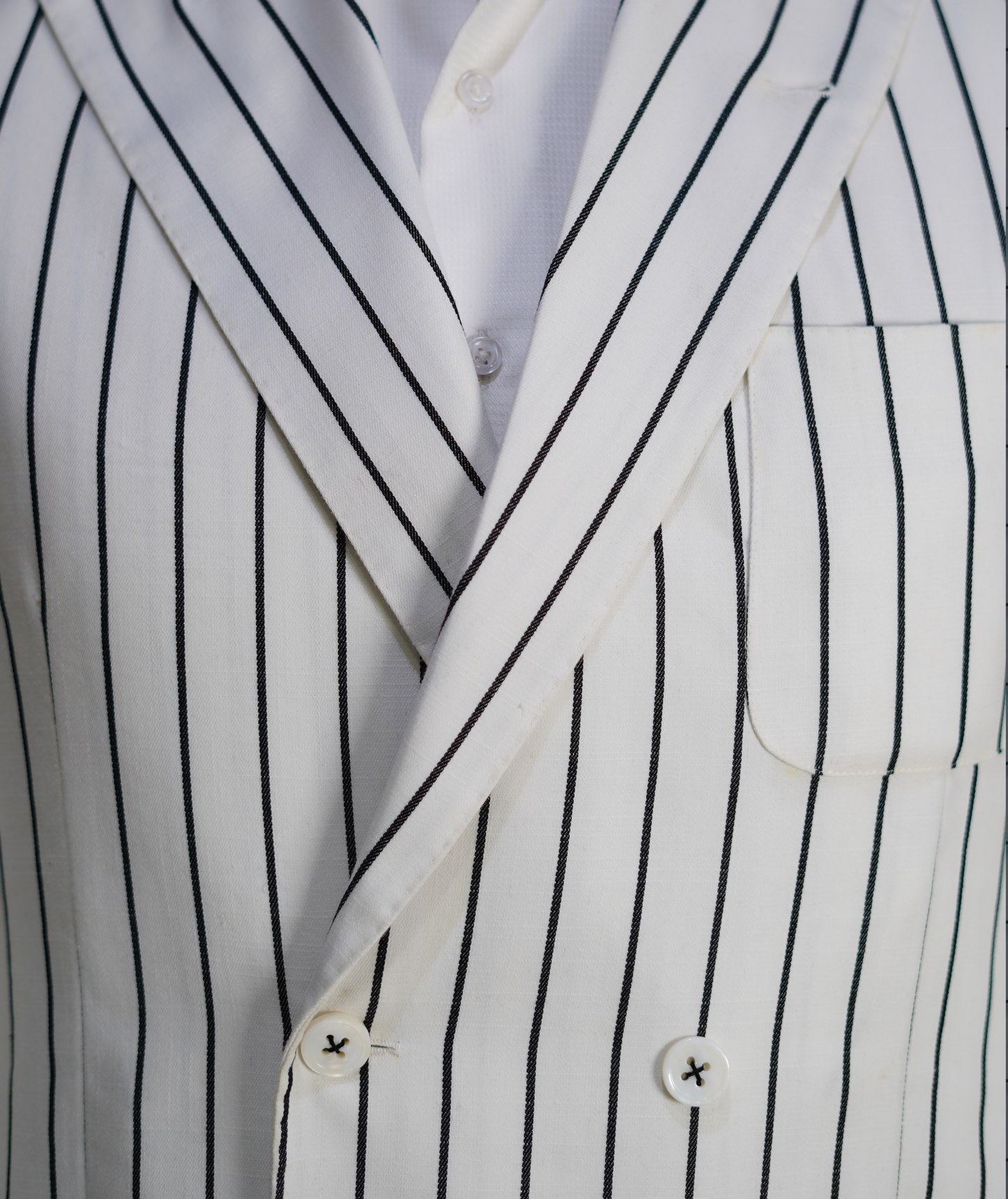 White-Striped Double Breasted Blazer