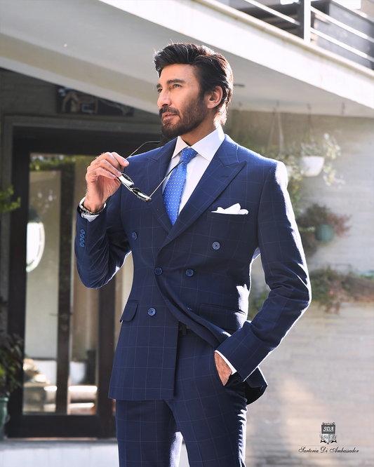 Double Breasted Blue Bespoke Suit