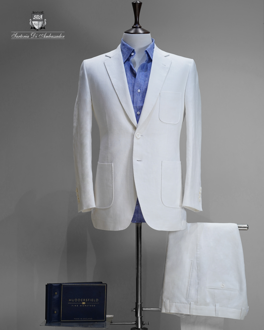 Linen Pearl White Suit