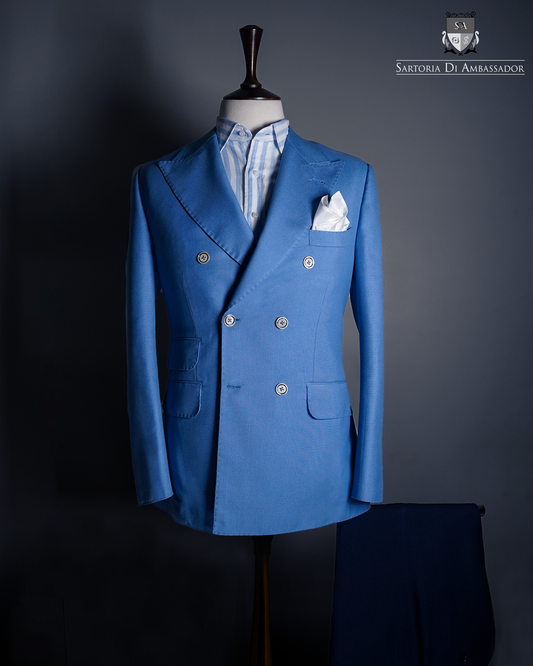 Blue Double Breasted Bespoke Suit