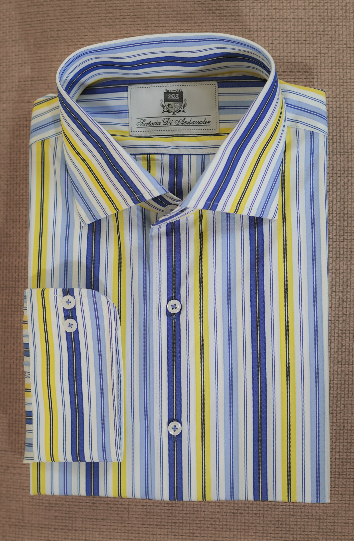 Yellow & Blue Striped Cotton Shirt