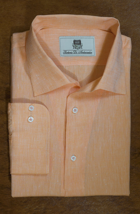 Bespoke Linen Shirt Orange