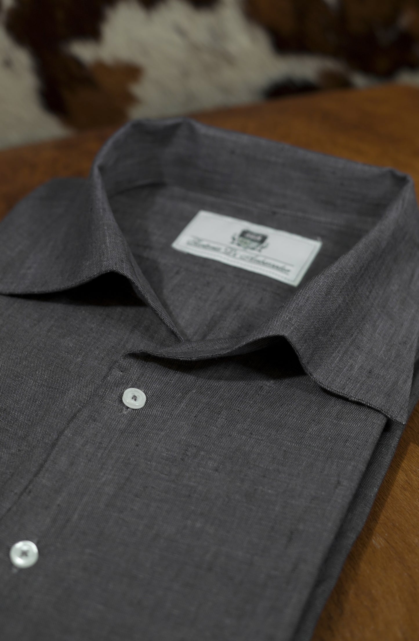 Bespoke Linen Shirt Charcoal Grey