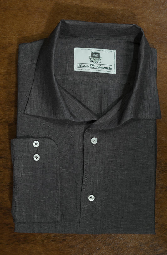 Bespoke Linen Shirt Charcoal Grey