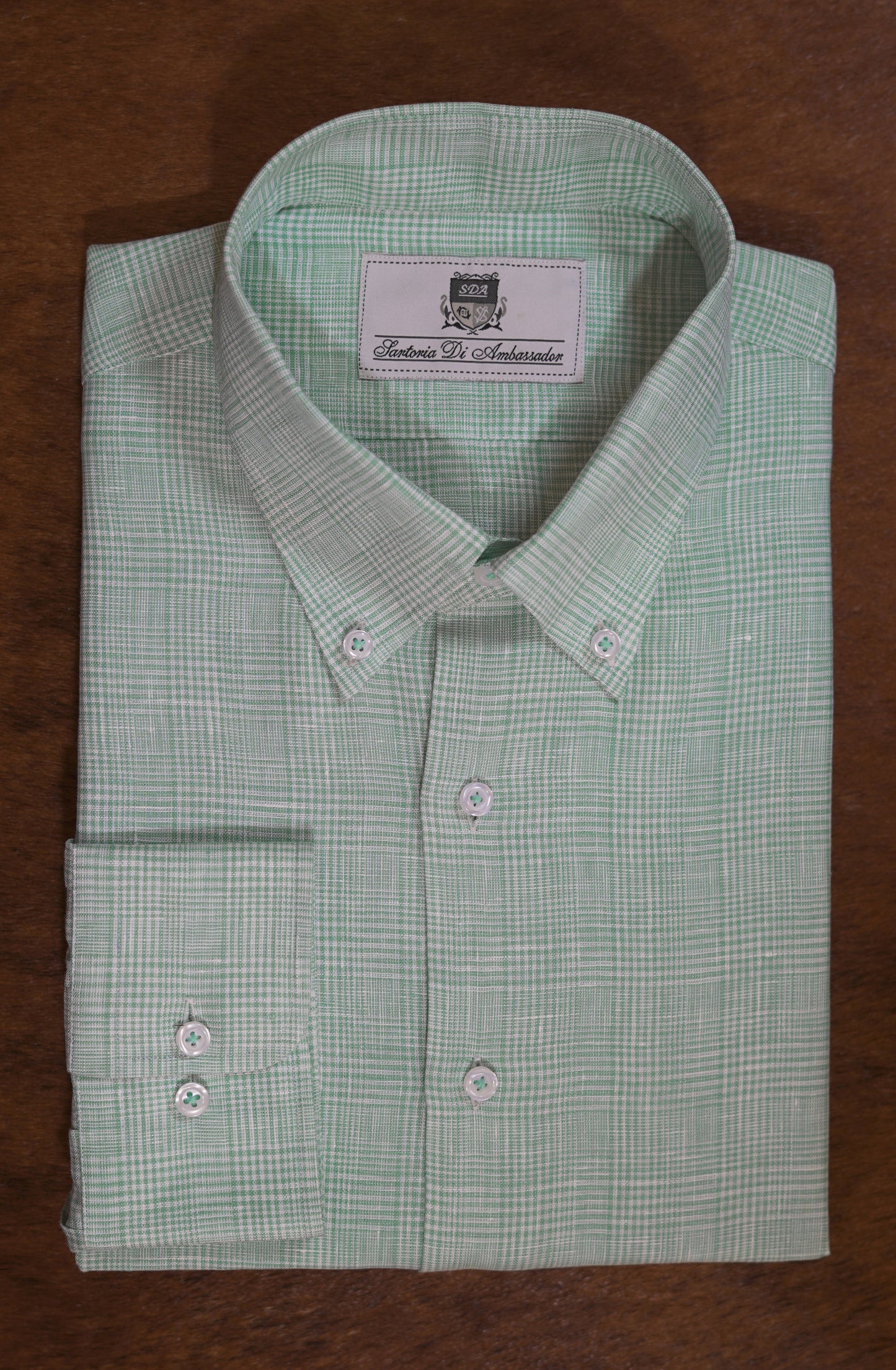 Bespoke Linen Shirt Green Check
