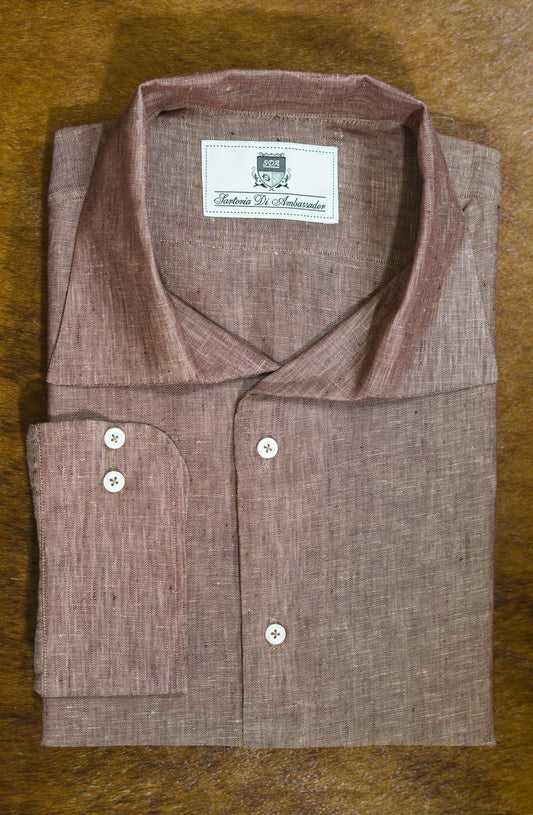 Bespoke Linen Shirt Brown